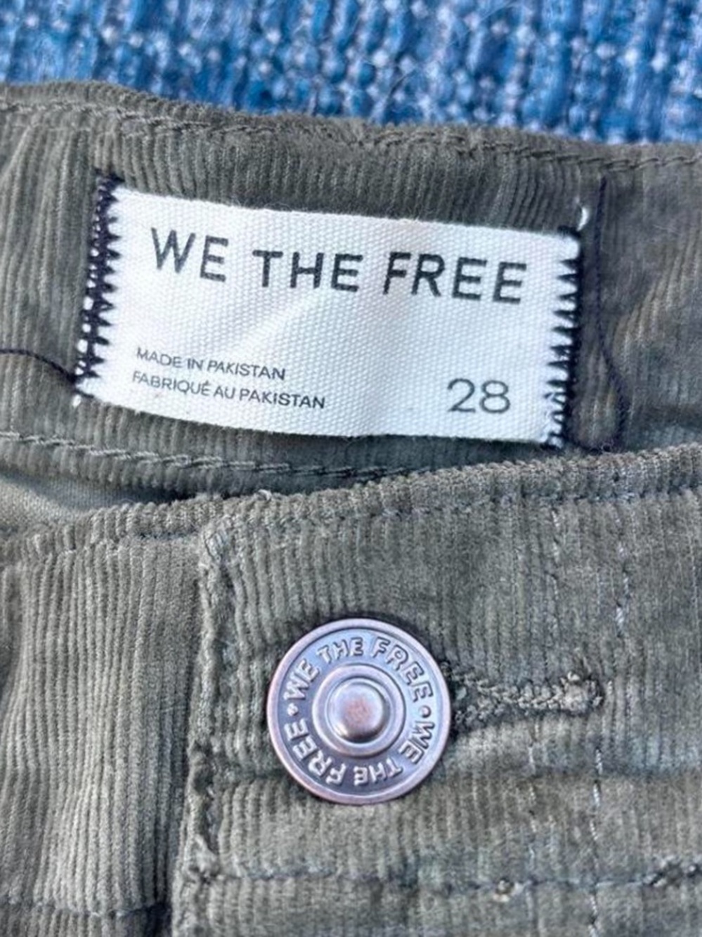 NWT We The Free Libre Cord Wide Leg Jeans Olive Green Corduroy 28 Free People - Picture 6 of 7